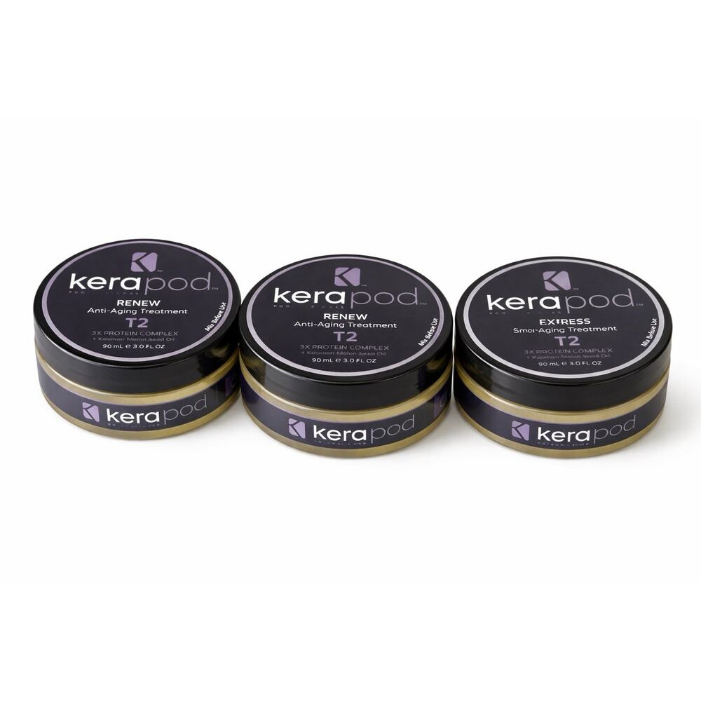 Kerapod T2 Hair Treatment Set Renew Anti Aging + Express Smoothing 3 oz
